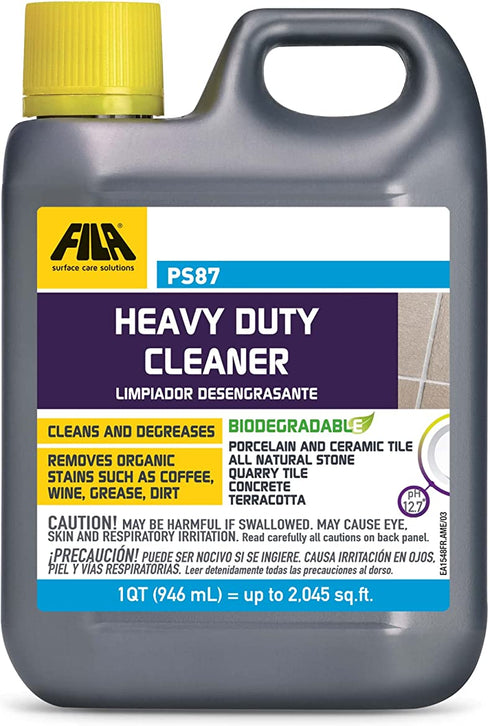 FILA Heavy Duty Cleaner PS87 1 QT, Stain Remover Grease, Coffee, Wine, Wax, Ink, Hard Surface Floor Cleaner, ideal for Natural Stone, Terracotta, Quarry Tile, Concrete, Porcelain And Ceramic Tile