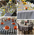 misaya 60" Round Tablecloth, Buffalo Plaid Vinyl Table Cloth, Waterproof Table Cover with Flannel Backing for Kitchen, Fall Picnic, Halloween and Christmas Party, Black and White