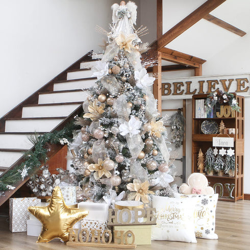 Sea Team 60mm/2.36" Shatterproof Clear Plastic Christmas Ball Ornaments Decorative Xmas Balls Baubles Set with Stuffed Delicate Decorations (30 Counts, Rose Gold)