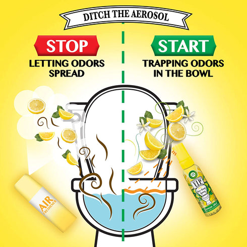 Air Wick V.I.P. Pre-Poop Toilet Spray, Up to 268 uses, Contains Essential Oils, Lemon Idol Scent, 4.9 oz., Holiday Gifts, White Elephant gifts, Stocking Stuffers