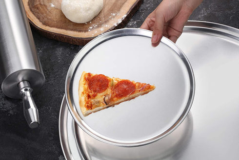 New Star Foodservice 51025 Restaurant-Grade Aluminum Pizza Pan, Baking Tray, Coupe Style, 12-Inch, Pack of 6