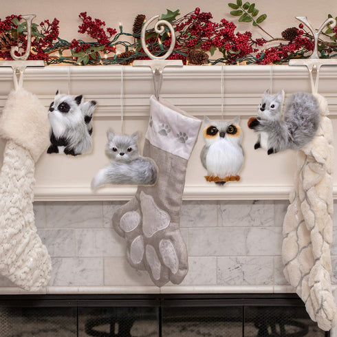 4 Pieces Plush Animal Ornament Woodland Fur Animal Ornaments Furry Animal Ornament Christmas Hanging Ornament for Christmas Tree Decoration (Brown)