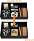 CAXXA 2 Pack 3 Slot Drawer Organizer with Two Adjustable Dividers - Junk Drawer Storage for Office Desk Supplies and Accessories, Black (2 Pack)