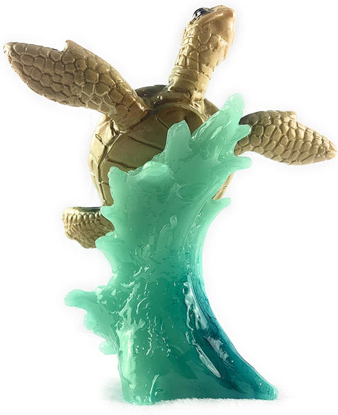 Aint It Nice Sea Turtle Green Swimming On Wave Marine Ocean Life Beach Themed Gift Decor Statue Figurine Collectible, 5 X 4.5 X 3 inches