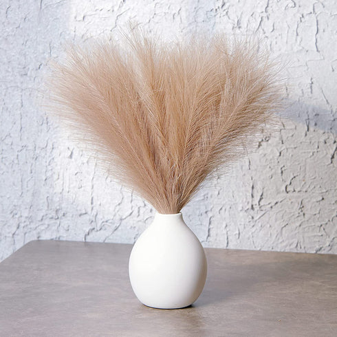 JOMAKIE Pampas Grass,Faux Pampas Grass18'',6 Pcs Pompass Grass Branches Small,Fluffy Pampas Grass Decor for Vase Fillers, Home,Office,Wedding and Events Decor (Light Curry)