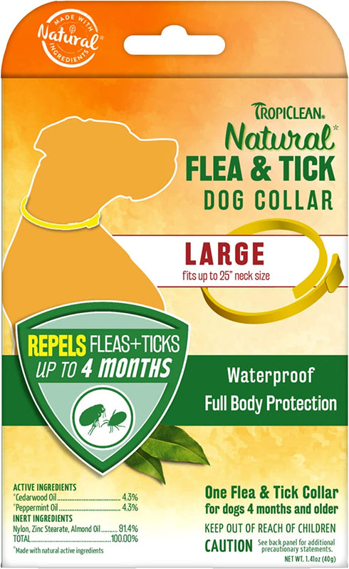 TropiClean Natural Flea & Tick Repellent Collar for Large Dogs - Natural Protection from Fleas & Ticks - Effective Pest Control Solution for Pets - Made with Natural Active Ingredients