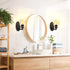 Bathroom Vanity Light Fixtures, Matte Black Industrial Farmhouse Wall Sconce with Seeded Glass Shade, Vintage Edison Wall Lamp Lighting for Living Room, Bedroom, Hallway, Stairs, Kitchen (No Bulb)