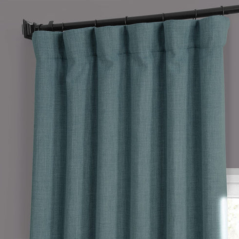 HPD Half Price Drapes BOCH-LN185-P Faux Linen Room Darkening Curtain (1 Panel) 50 X 84, BOCH-LN18537-84, Sea Thistle