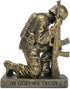 Dicksons Duty Faith God Praying Soldier 5 inch Gold Resin Stone Table Top Figurine