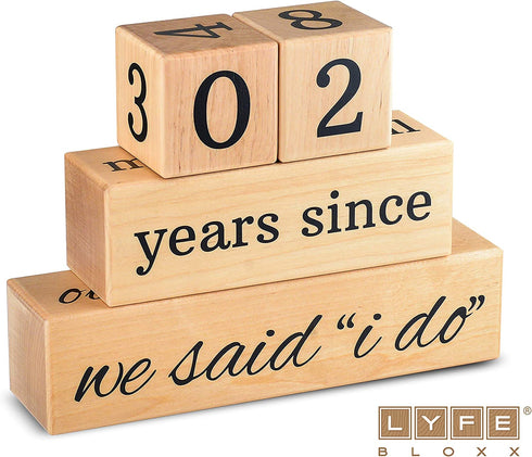 Solid Maple Wood Wedding Countdown, Baby Arrival & Anniversary Blocks - Engagement Gifts for Couples - Bridal Shower Gifts - Wedding Gifts for The Couple - Anniversary for Couples - Bride Gifts