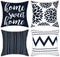 Yastouay Modern Decorative Throw Pillow Covers Home Sweet Home Cushion Covers Set of 4 Geometric Pillowcases for Couch Sofa Bedroom (Dark Blue, 18" x 18")