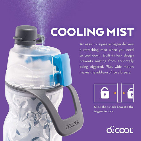 O2COOL Mist 'N Sip Misting Water Bottle 2-in-1 Mist And Sip Function With No Leak Pull Top Spout (Patriot)