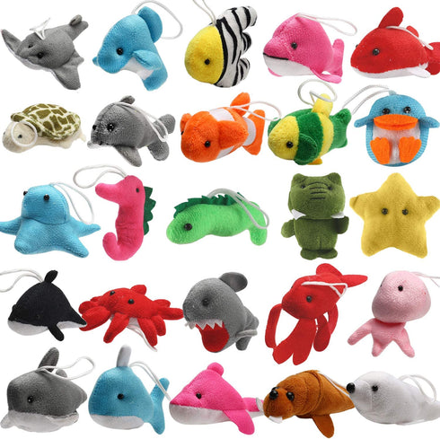 25 Pack Mini Ocean Animal Plush Toys,Sea Creatures Stuffed Toy for Kid Party Favor,Small Keychain Decoration for Christmas Tree,Goody Bag Fillers,Stocking Easter Eggs Stuffers, Basket Fillers, Dog Cat