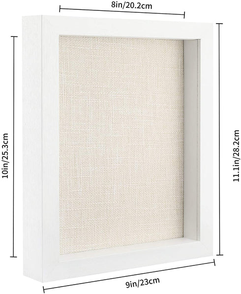 8x10 Shadow Box Display Case for Memorabilia, Pins, Awards, Medals, Tickets and Photos - Wood Shadow Box Frame (1, White)