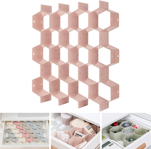 Naimkair Drawer Divider Organizer, Adjustable Honeycomb Plastic Partition Cabinet Clapboard Storage for Underwear, Socks, Ties, Makeup, Office