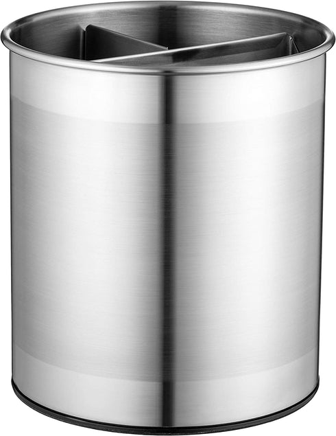 Extra-Large Stainless Steel Kitchen Utensil Holder - 360° Rotating Utensil Caddy - Weighted Base for Stability - Utensil Crock With Removable Divider for Easy Cleaning - Countertop Utensil Organizer.