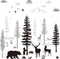 Nursery Wall Decals Forest Deers Wall Stickers Bears Pine Tree Wall Decals Mural Art Wallpaper for DIY Children Room Nursery Vinyl Removable Decals (Classic Style)