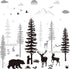 Nursery Wall Decals Forest Deers Wall Stickers Bears Pine Tree Wall Decals Mural Art Wallpaper for DIY Children Room Nursery Vinyl Removable Decals (Classic Style)