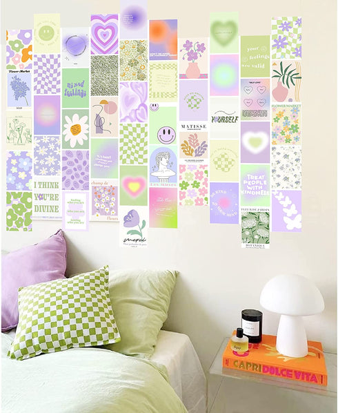 Wall Collage Kit Danish Pastel Aesthetic Posters Preppy Indie Room Decor Peaceful Dorm Photo for Women Teen Girl Gift 4x6 inch 50Pcs ¦