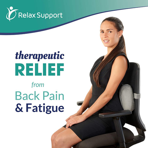 RELAX SUPPORT Office Chair Back Support Pillow RS11-X Lumbar Cushion for Upper and Lower Back Pain Uses Special Patented Technology Has Unique Lateral Convex Orthopedic Shape for a Pain Free Back