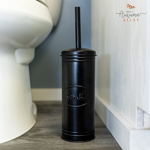 Autumn Alley Farmhouse Bathroom Toilet Brush and Holder Set - Black Rustic Toilet Bowl Cleaner Rustic Yet Modern Bathroom Decor Modern Farmhouse Bathroom Decor