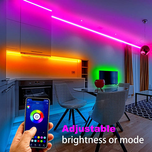 Dalattin Led Lights for Bedroom 50ft , Smart Bluetooth Led Strip Lights That Sync with Music Ambient Lighting for Room, Game, Party (2 Rolls of 25ft)