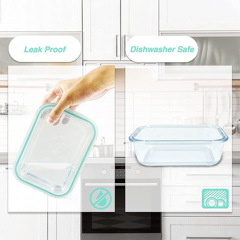 Glass Meal Prep Containers - Food Prep Containers with Lids Meal Prep - Food Storage Containers - Lunch Containers Portion Control Containers Airtight - Bpa-Free (3 set Container)