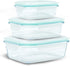 Glass Meal Prep Containers - Food Prep Containers with Lids Meal Prep - Food Storage Containers - Lunch Containers Portion Control Containers Airtight - Bpa-Free (3 set Container)
