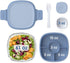 Bentgo® Glass - Leak-Proof Salad Container with Large 61-oz Salad Bowl, 4-Compartment Bento-Style Tray for Toppings, 3-oz Sauce Container for Dressings, and Built-In Reusable Fork (Light Blue)