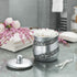 Silver Mosaic Q Tip Holder (3.8 x 3.8 4.9") - Decorative Cotton Ball Jar- Durable Resin Swab Container- Beautiful Bathroom Vanity Accessories- Elegant Bath Storage (Silver Gary) - Creative Scents