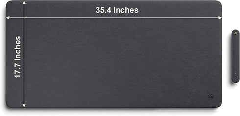 Uncrowned Kings Desk Pad - 35.4 X 17.7 Inches Premium Home Office Desk Mat Protector for Wooden/Glass Desktops - Black Vegan Leather - Waterproof - Extended Mouse Pad-Smooth for Writing Desk Blotter