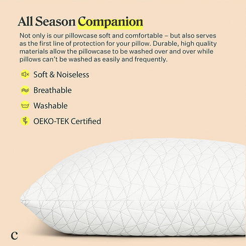 Coop Home Goods - Pillow Case for Memory Foam Pillows - Breathable Ultra Soft Fabric Pillow Covers from Bamboo Derived Viscose Rayon and Polyester Blend - Queen Size (20 x 30)