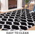Carvapet Moroccan Shaggy Soft Faux Sheepskin Fur Area Rugs Floor Mat Luxury Beside Carpet for Bedroom Living Room 2ft x 4ft, White Strips on Black