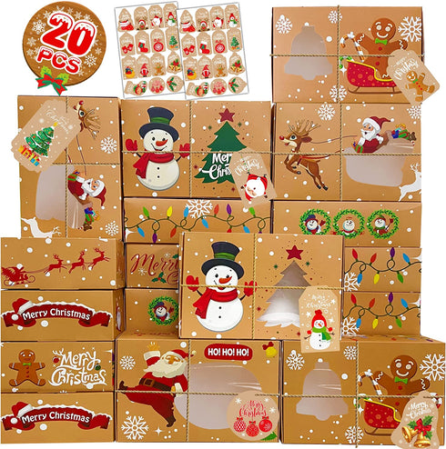 Funnlot 20PCS Christmas Baking Boxes Christmas Cookie Boxes Christmas Cookie Tins Holiday Cookie Boxes For Gift Giving Holiday Containers With Lids 5.7™™x 8.7™™Cookie Tins