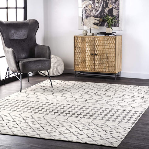 nuLOOM Zola Geometric Moroccan Area Rug, 3' x 5', Grey