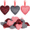 ADXCO 24 Pieces Valentine's Day Fabric Heart Hanging Ornaments, Heart Shaped Baubles Hanging Ornaments, Buffalo Plaid Heart Hanging Decorations for Valentine's Day, Party, Wedding Decoration