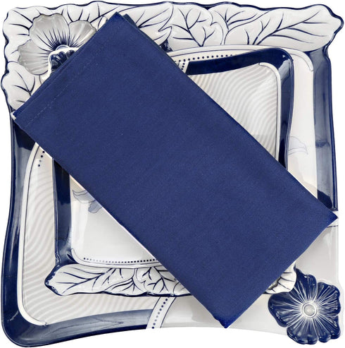 Ruvanti Dinner Cloth Napkins 12 Pack 18X18 Inch Reusable Fabric Napkins Soft, Comfortable, Durable Linen Napkins, Perfect Table Napkins, Ocean Blue / Navy Blue Napkins for Dinners, Weddings & Parties.
