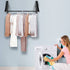 Tinfol Wall Mounted Clothes Drying Rack, 2pc Black Folding Cloth Hanger with Rod, Retractable Aluminum Home Storage Organiser Space Savers Coat Hanger for Laundry Room, Bathroom, Balcony