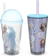 Zak Designs Disney Frozen II Movie Tumbler Set Includes 22oz Sculpt Tumbler and 16oz DIY Sticker Tumbler, Made of Durable Plastic (Elsa, Anna, Olaf, Kristoff, and Nokk, 2-Piece Set, BPA-Free)