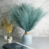 6PCS Artificial Pampas Grass Faux Short Fluffy Pampas Grass Plants Stems Branches for Wedding Home Living Room Decor Flower Arrangement and Vase Fillings(Peacock Green)