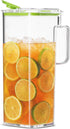 Komax Large Plastic Water Pitcher with Lid Square Water Carafe with Lids – BPA-Free, Dishwasher Safe Plastic Pitcher – Water, Tea, or Juice Containers with Lids for Fridge (2.3 Liters)