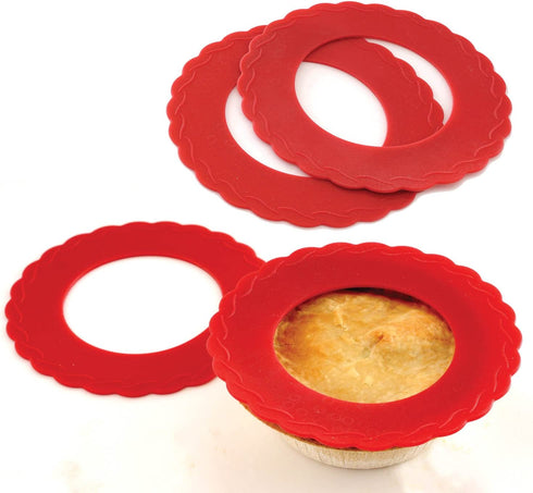 Norpro Silicone Mini Pie Pan Shields, Set of 4, 6 inch, Red