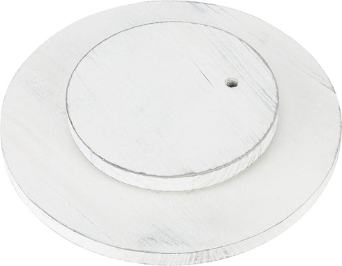 MyGift Vintage White Wood Lazy Susan Condiment Tray, 360 Degree Rotating Turntable Spice Rack Organizer