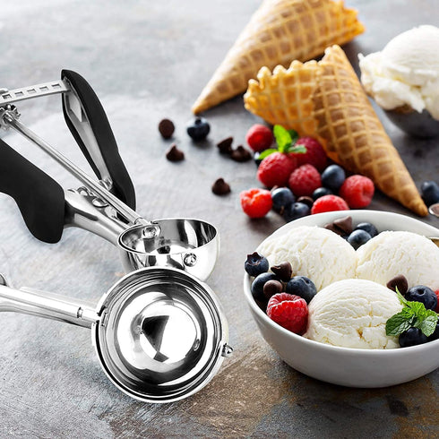 Cookie Scoop Set of 3, Stainless Steel Ice Cream Scoop Include Large-Medium-Small Size Three Color