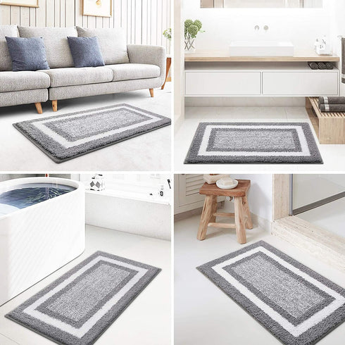 KMAT Bathroom Rugs Bath Mat,Non-Slip Fluffy Soft Plush Microfiber Bath Rugs, Machine Washable Quick Dry Shaggy Shower Carpet Rug for Bathroom, Tub and Shower,Grey,32"x20"
