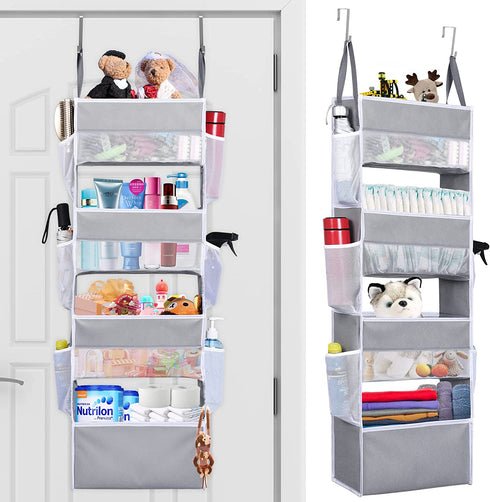 ULG Over The Door Organizer with 4 Large Capacity Pockets and 6 Mesh Pockets, 33lb Capacity Closet Door Hanging Organizer, Nursery Organizers and Storage for Baby Kids Toys, Diapers Organizer