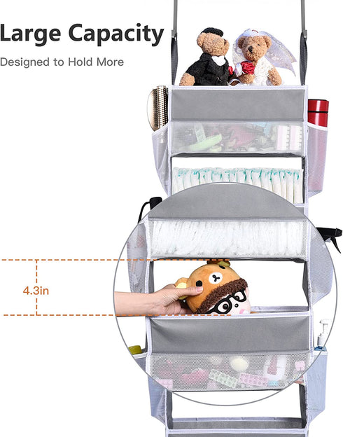 ULG Over The Door Organizer with 4 Large Capacity Pockets and 6 Mesh Pockets, 33lb Capacity Closet Door Hanging Organizer, Nursery Organizers and Storage for Baby Kids Toys, Diapers Organizer