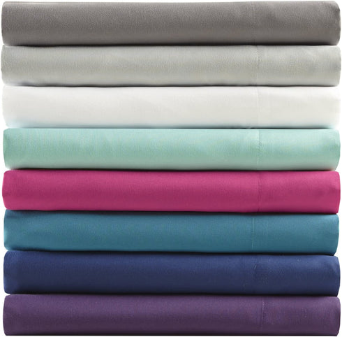 Comfort Spaces Microfiber Set 14" Deep Pocket, Wrinkle Resistant All Around Elastic-Year-Round Cozy Bedding Sheet, Matching Pillow Cases, Twin, Light Gray,CS20-0119