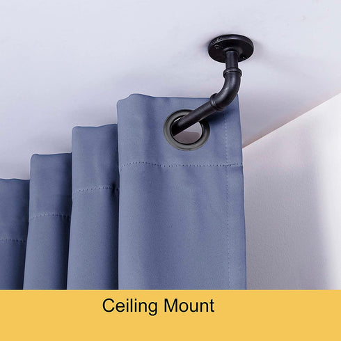 Kenney Adler Indoor/Outdoor Rust-Resistant Wrap Around Curtain Rod, 28-48", Black
