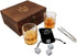 Whiskey Glasses and Stones Gift Set for Men, Whiskey Lover, Birthday, Anniversay, Retirement and Christmas. 2 old Fashiones Rock Glasses+ 8 Granite Chilling Rocks+Tongs+ Wooden Box